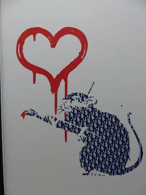 DEATH NYC "GERAHMT" Lithografie ltd. Edit. of 100  "Love Rat Dior" 3D Siegel COA - Bild 1 von 4