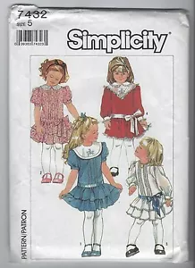 Vintage Simplicity 7432 Mädchen Kleid Muster Gr. 5 süß Party Blume Mädchen Kleid - Bild 1 von 2