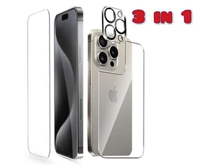 iPhone 16 Pro Max 15 14 13 Xs Screen Protector Front+Back+Camera Tempered Glass - Picture 1 of 31