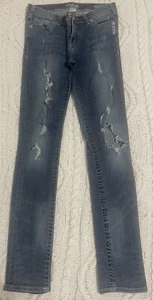 Silver Women's Blue Jeans Pixie Super Skinny 29 x 31 Low Rise Destroyed - Picture 1 of 12