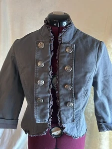 "Stoosh" jacket - Sz L. gray/teal brown lining 100% cotton. pre-owned - Picture 1 of 5