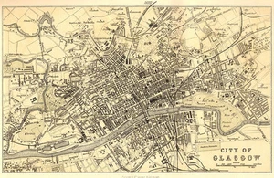 Glasgow map Scotland 1878 Vintage Print - Picture 1 of 1