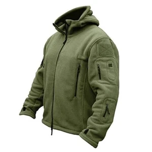 Men's Warm Military Tactical Sport Fleece Hoodie Jacket X-Large Army Green - Picture 1 of 7