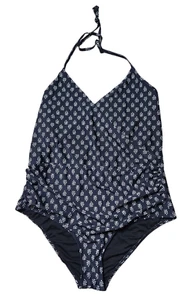 Old Navy Womens 2XL One Piece Swimsuit Bathing Suit Ruched Black White XXL - Picture 1 of 4