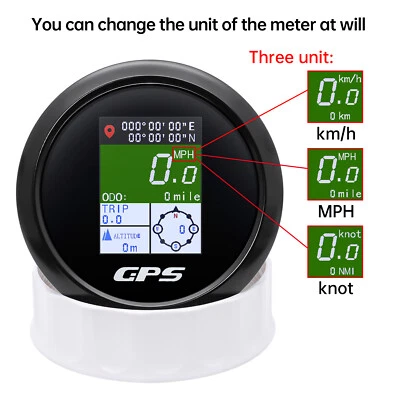 85mm Black Digital GPS Speedometer Odometer Voltmeter Waterproof for Boat Car  - Image 1 of 4