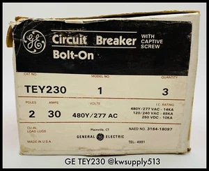 TEY230 ~ GE TEY230 30A 2P 480/277VAC 250VDC MCCB ~Unused Surplus/90 Day Warranty - Picture 1 of 6