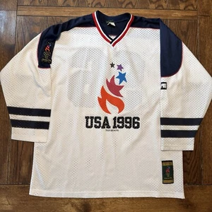 1996 OLYMPIC Games Hockey Jersey Men’s Large Authentic Collection Atlanta White - Picture 1 of 12