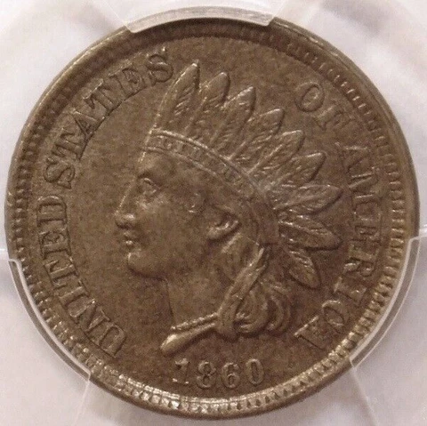 1860 C/N INDIAN CENT, EXCEPTIONAL CONDITION, PCGS GRADED AU58 Cover