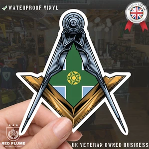 Derbyshire Masonic Stickers Square & Compass Union Vinyl Decals - Picture 1 of 10