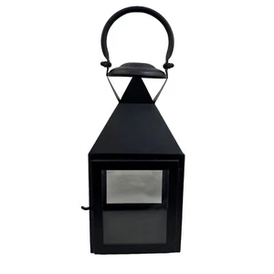 Black Metal Lantern Decorative Hanging Candle Holder 15.5" Tall - Picture 1 of 7