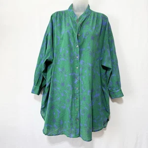 Xirena Neve Dress S Green Purple Floral Cover Up Shirt Dress Long Sleeve - Picture 1 of 10