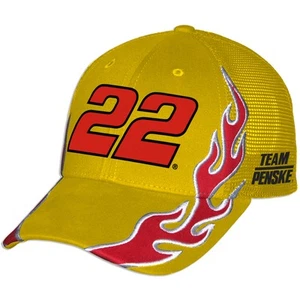 Unisex Checkered Flag Sports Yellow Joey Logano Shell Pennzoil Flame Trucker - Picture 1 of 5