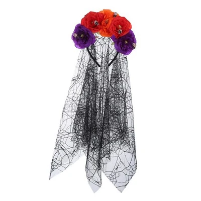 Tocado Fascinador Velo Encaje con Calavera Diseño Floral Para Fiesta de Disfraces Góticos Foto 1 de 4