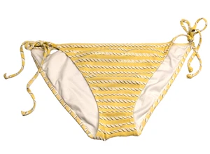 Victoria’s Secret Bikini Bottom Yellow White Gold Striped Tie Side Size 12/14 - Picture 1 of 8