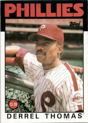 1986 Topps Derrel Thomas #158 Philadelphia Phillies - Image 1 of 2