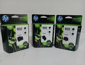 Lot Of 3 Genuine HP 903 Black Original Ink Cartridges Twin Pack Expired 04/23 - Picture 1 of 7