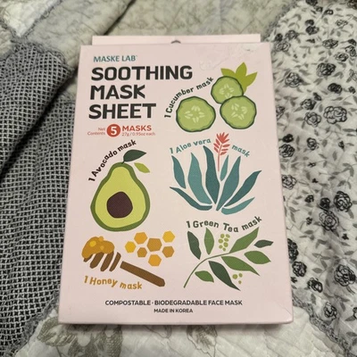 Daily Soothing  Face Sheet 5 MASKS Cucumber Avocado Honey Aloe Vera Green Tea - Image 1 of 3
