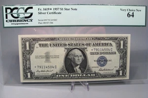 1957 $1 Silver Certificate ⭐️STAR⭐️Note. Fr. 1619* PCGS 64 Very Choice New. - Picture 1 of 15