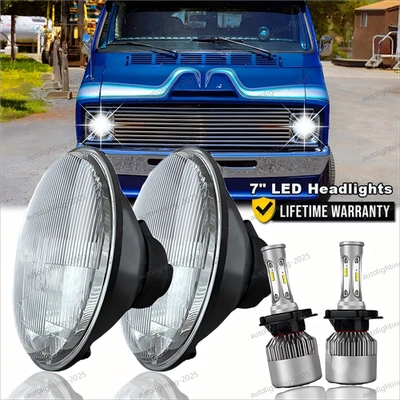 Faros LED de 7" Hi-Lo Halo DRL para camioneta Dodge B100 1971 1972 1973 1974 2 piezas Foto 1 de 4