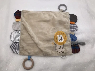 Modern Baby Lion Security Blankie Blanket Lovey Taggie Tags Crinkle Teether  - Image 1 of 4