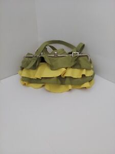 Jazza Purse/Handbag Green and Yellow Ruffle Clutch/Purse/Handbag.