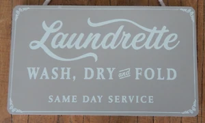 Schild Waschsalon waschen, trocknen & falten Service am selben Tag Spaß Plakette Waschen Zuhause Spaß - Bild 1 von 5