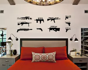 Weapon Wall Stickers Guns Collection Wall Art Decal Room Decoration UK RUI258 - Picture 1 of 8