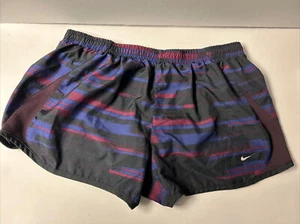 Nike Dri-Fit Women's Size Medium Purple Black Running Shorts Drawstring Liner - Picture 1 of 12