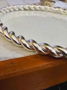 Pure 925 Silver 10mm Rope Twist Bangle Woman Bracelet Heavy Twisted Bangle State - Picture 1 of 6