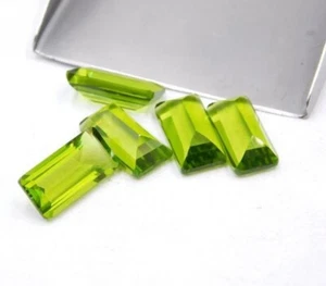 Lab Grown Peridot 20 Pieces 6x12mm Baguette Faceted For Making Jewelry - Picture 1 of 1