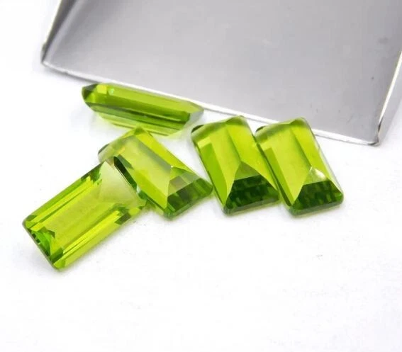 Lab Grown Peridot 20 Pieces 6x12mm Baguette Faceted For Making Jewelry - Image 1 of 1