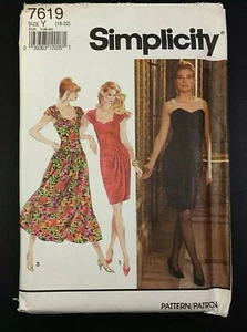 Simplicity 7619 Misses/Petite Dress w/Full or Draped Skirt 18-22 New Old Stock - Picture 1 of 4