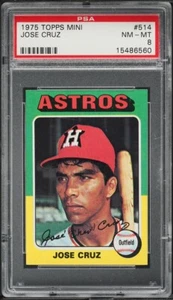 1975 Topps Mini #514 Jose Cruz PSA 8 NM-NT Astros - Foto 1 di 2
