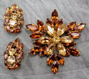 Pendientes Broche Bergere Vintage Estrás Colgante Naranja Cristal Facetado 66h - Imagen 1 de 11