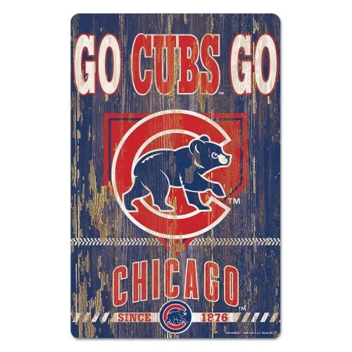 CHICAGO CUBS VINTAGE STYLE HARDBOARD WOOD SIGN 11"X17" MLB LICENSED - Image 1 of 1
