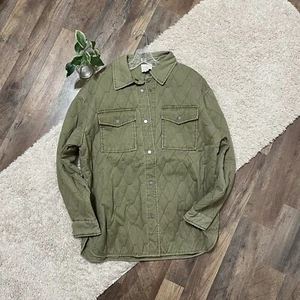 Joie Medium Oversized Olive Green Quilted Snap Closure Shacket Barn Jacket NWOT - Picture 1 of 6