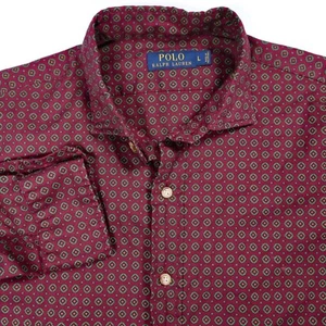 Polo Ralph Lauren Button Up Shirt Patterned Dress Shirt Burgundy L - Picture 1 of 4