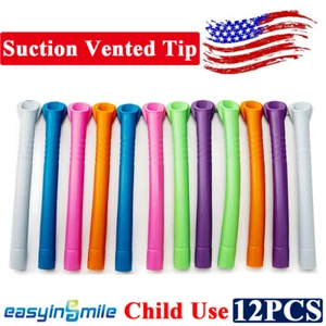 12pcs Dental Saliva Ejector tube Strong Evacauation Suction Vented Tip 6 Colors - Picture 1 of 9