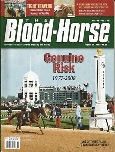 2008 - August 30th Issue of  Blood Horse Magazine - GENUINE RISK on the cover