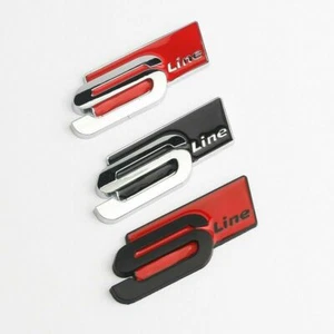 NEW 2X BLACK/RED SLINE S Line TRUNK Badge FENDER Emblem TT RS S3 S4 A6 A8 Q3 - Picture 1 of 11