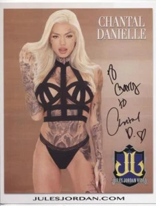 Foto autografiada de actriz adulta Chantal Danielle de 8,5"x11" con certificado de autenticidad WWE7-21 DESNUDOS - Imagen 1 de 3