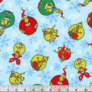 GRINCH CHEER COTTON FABRIC CHRISTMAS BTY HALF YARD FAT QUARTER QUILT - Picture 1 of 6