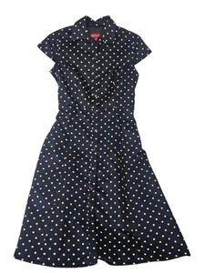 Vestido Merona Lunares Talla 2 Negro Abotonado 100% Algodón - Imagen 1 de 11