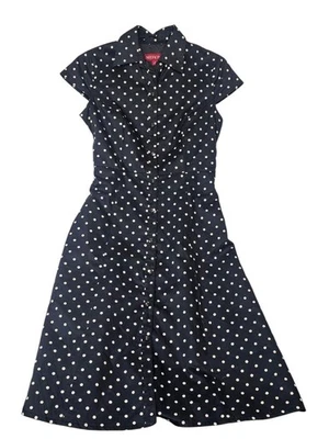 Vestido Merona Lunares Talla 2 Negro Abotonado 100% Algodón Foto 1 de 4