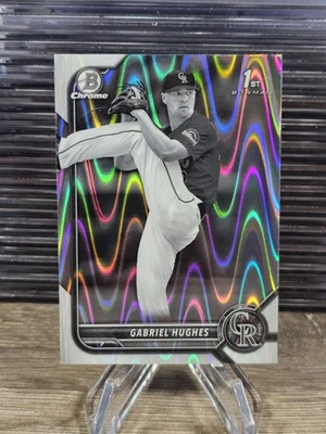 2022 Bowman Draft Chrome #BDC-151 GABRIEL HUGHES Rockies 1st Raywave Refractor - Image 1 of 2