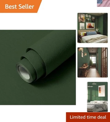 Removable Silk Texture Wallpaper in Dark Green - Self-Adhesive, 12.89 sq ft - Image 1 of 4