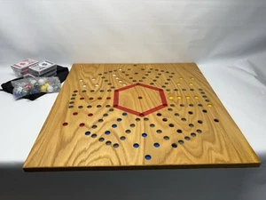 Oak Board Game Aggravation Board Original Marble Double Sided Handcrafted Pain - Picture 1 of 8