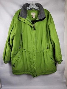 L.L. Bean Women's Winter Ski Coat Jacket Hood Green Polartec Outdoor Size 1X - Picture 1 of 14