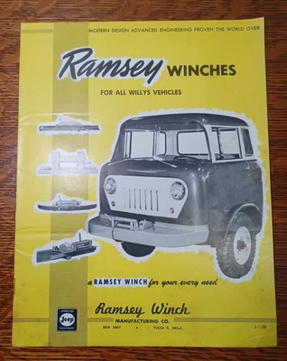 1958 Ramsey Winches for all Willys Vehicles Brochure Catalog 8 1/2 x 11 RRP 277 - Image 1 of 4