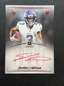 2023 Panini Luminance Jordan Addison Year One Auto RPS Red Ink  Auto Vikings RC - Picture 1 of 2